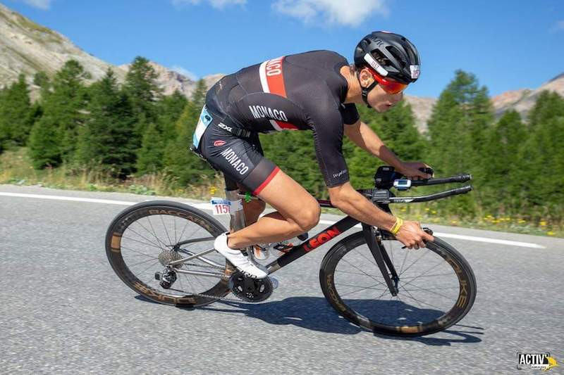 Kevin Runstadler sur son vélo de chrono