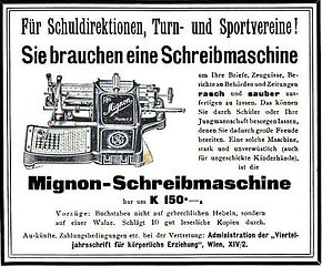 Mignon No.2 Typewriter Ad