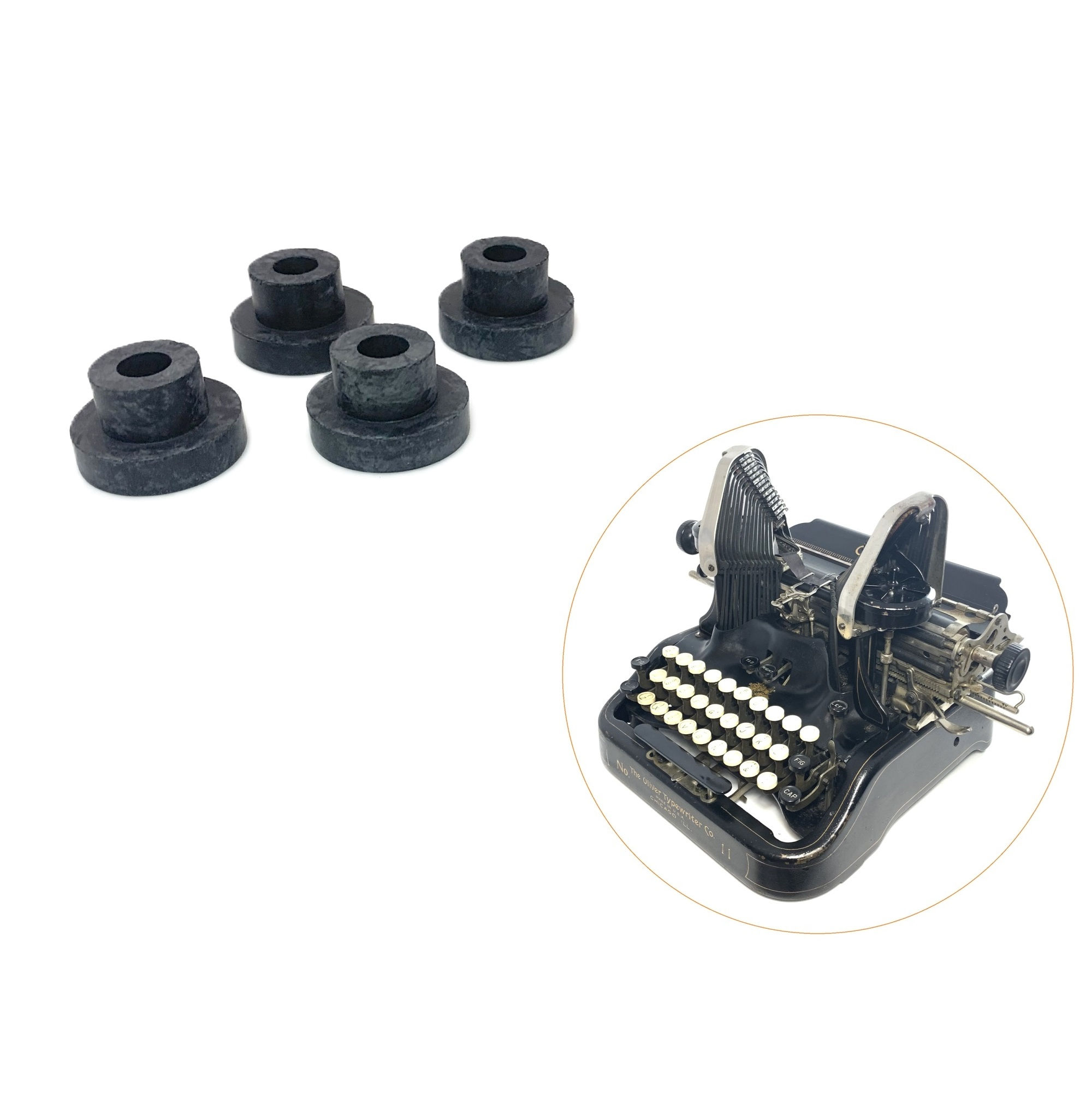 x4 New Rubber Feet for Oliver No. 11 or 15 or 16 Typewriter Replacement Part
