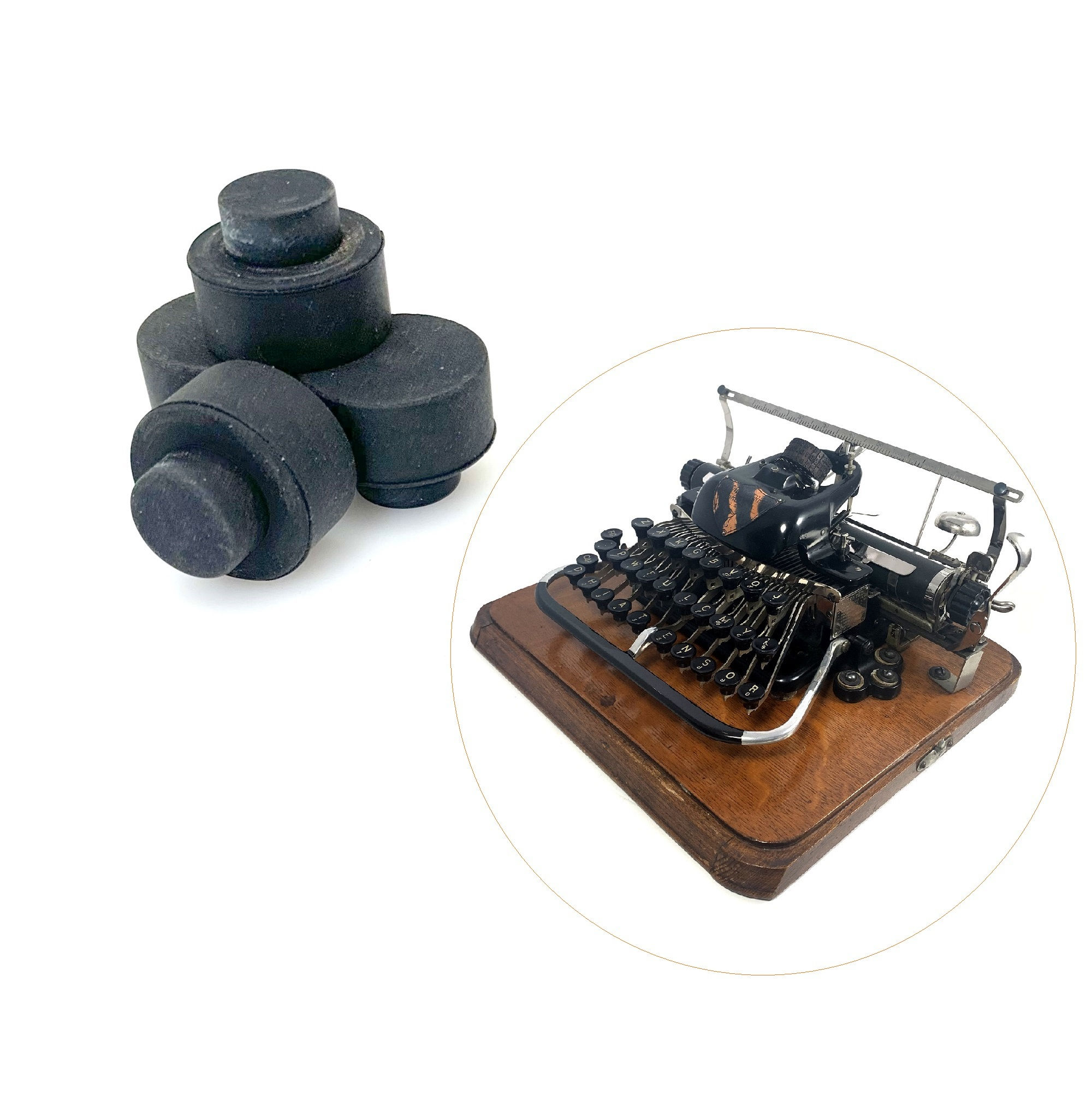 x4 New Rubber Feet for Blickensderfer No.7 Typewriter Part Replacement Vtg
