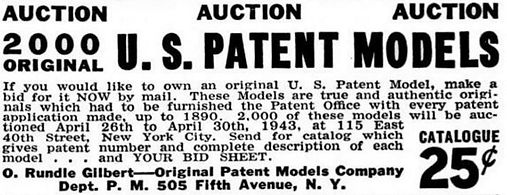 O. Rundle Gilbert Patent Model Auction