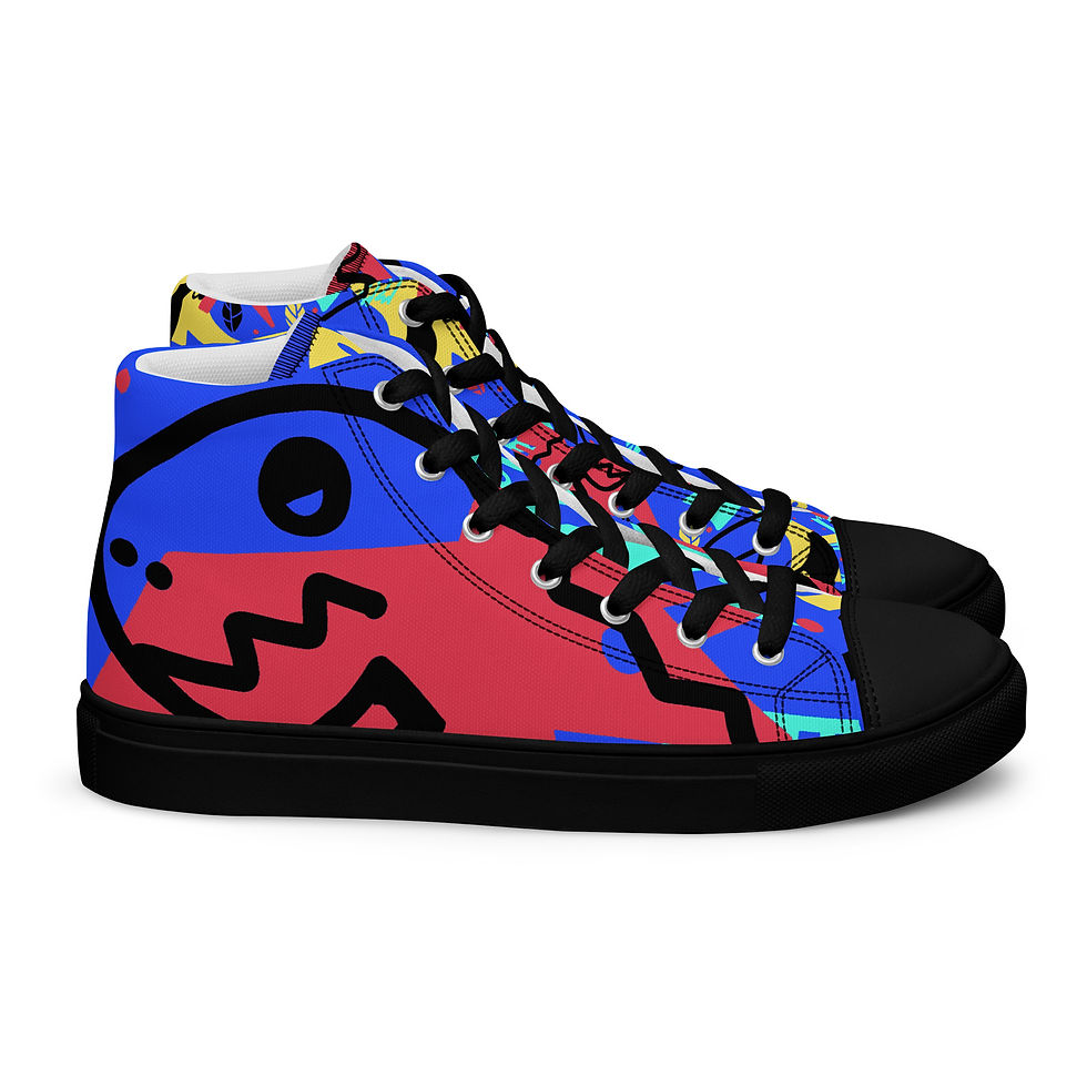 Thumbnail: High top canvas shoes Animals Dino Blue