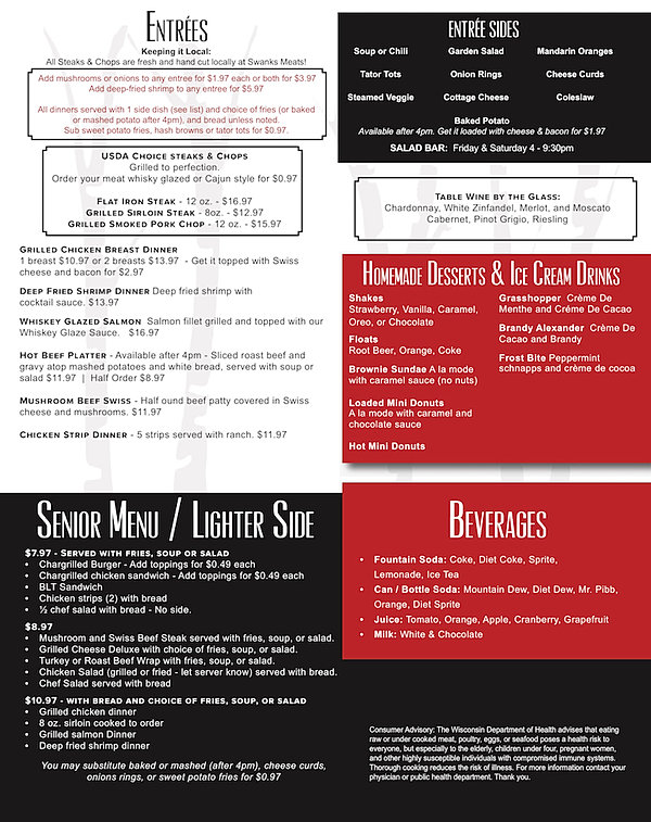 Menu St. Croix Falls, WI Loggers Bar & Grill