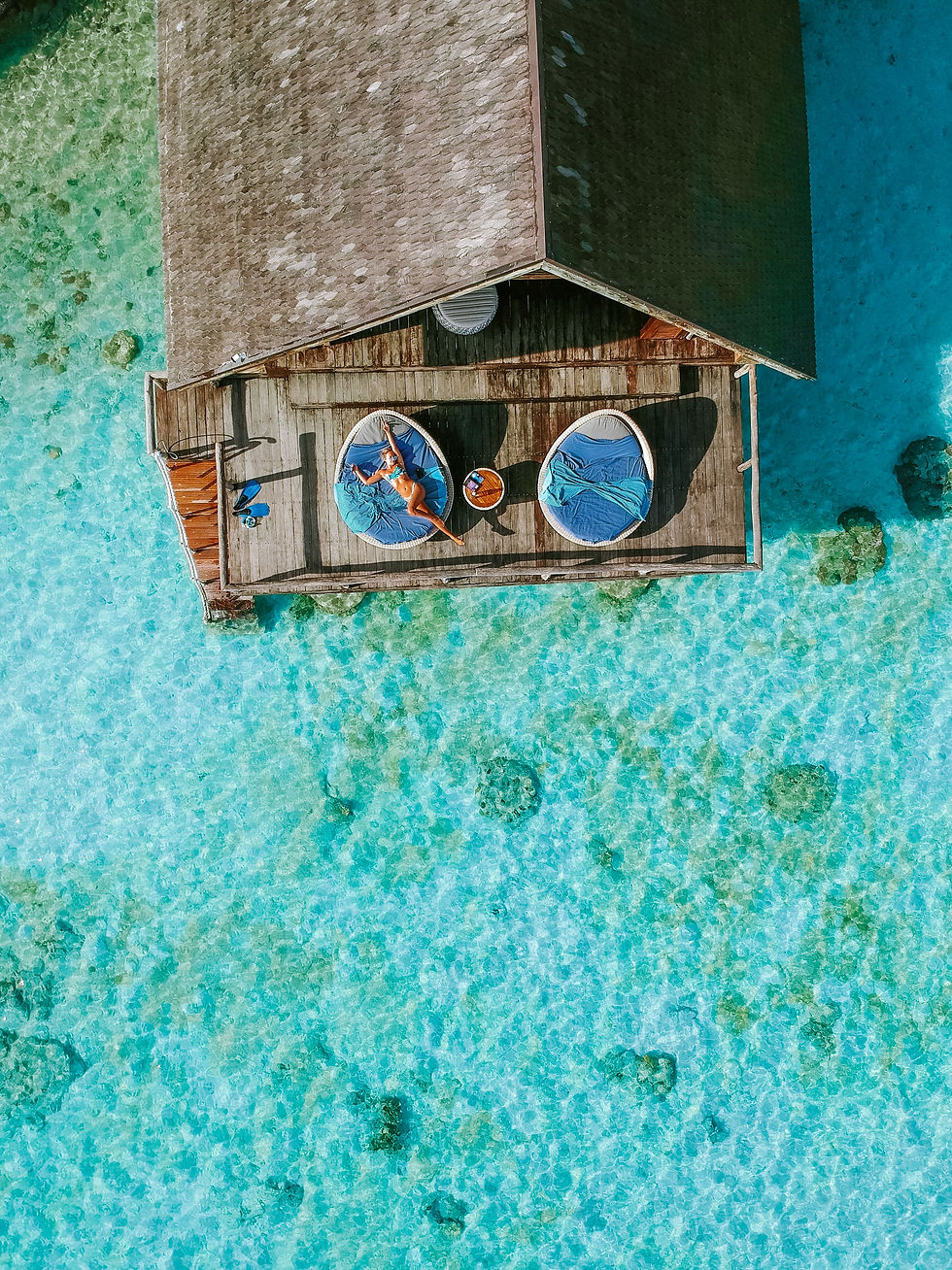 bungalow pilotis à Bora Bora lune de miel