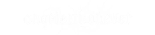 Weißes Logo von angrierthanever. Schriftzug des Namens, dahinter eine Dornen-Grafik.
