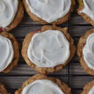 Frosted Rhubarb Oatmeal Cookies