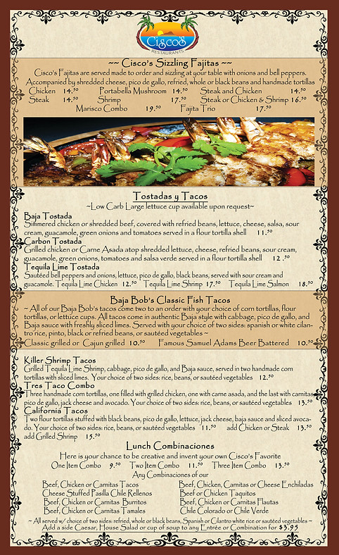 cisco's lunch menu page 3