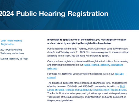2024 NYC Rent Guidelines Public Hearing Open Registration