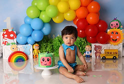 CocoMelon Cake Smash Theme with a Cute baby boy. Cocomelon watermelon cake design