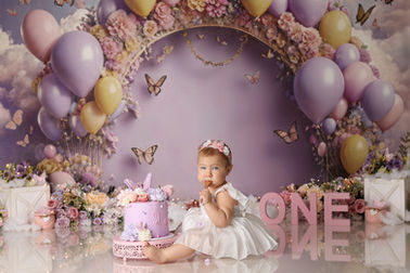 Purple and Gold Butterfly Cake Smash Theme | Cake Smash Photography Endeavour Hills