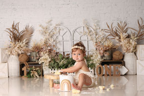 Neutral Boho Cake Smash Theme | Smash First Birthday Session Melbourne