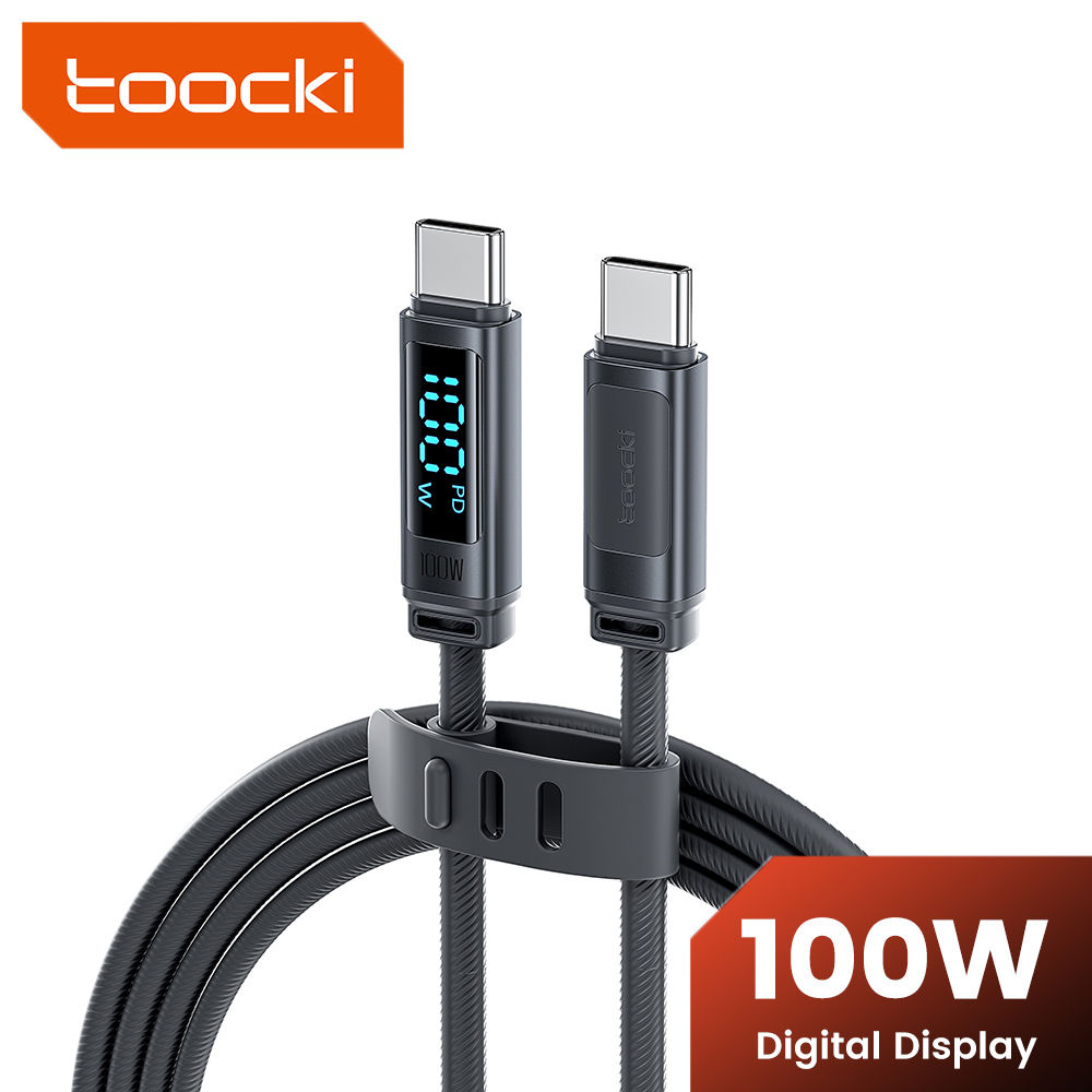 Toocki Silicone USB C Cable PD 100W LED Dsiplay Fast Charging Type C to Type C