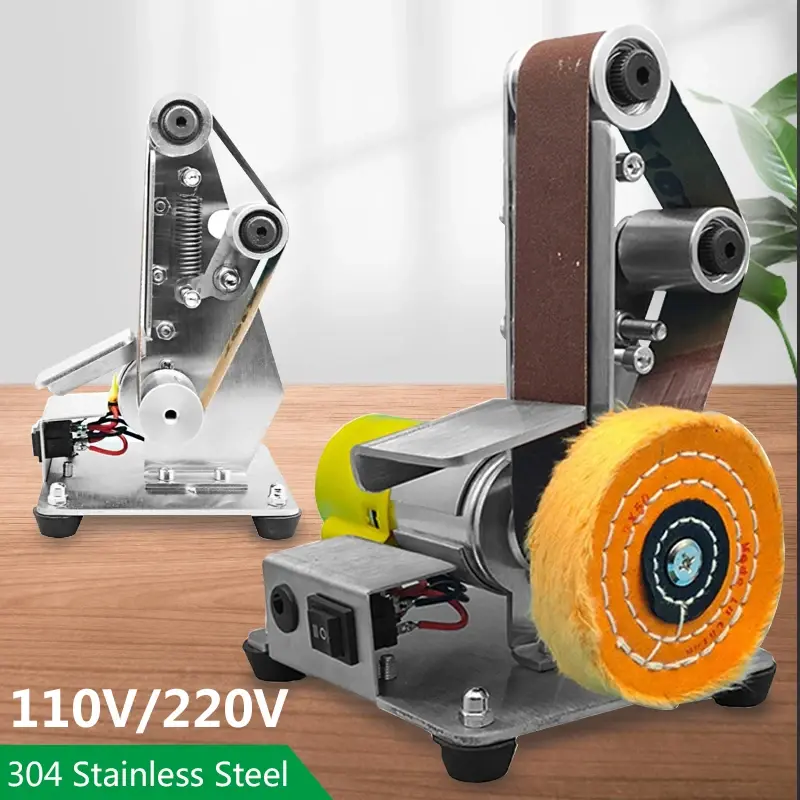 110v/220v Desktop Vertical Mini Electric Abrasive Belt Sandpaper Polishing