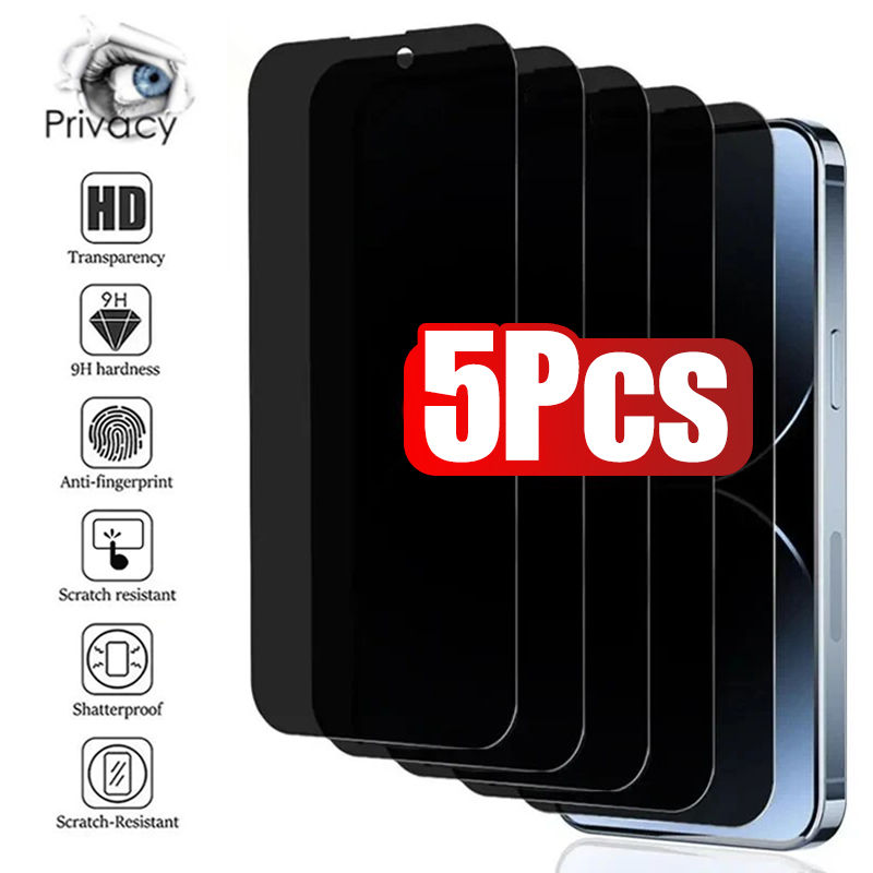 5Pcs Full Cover Anti Spy Screen Protector for iPhone 17 16 12 13 14 15 PRO MAX