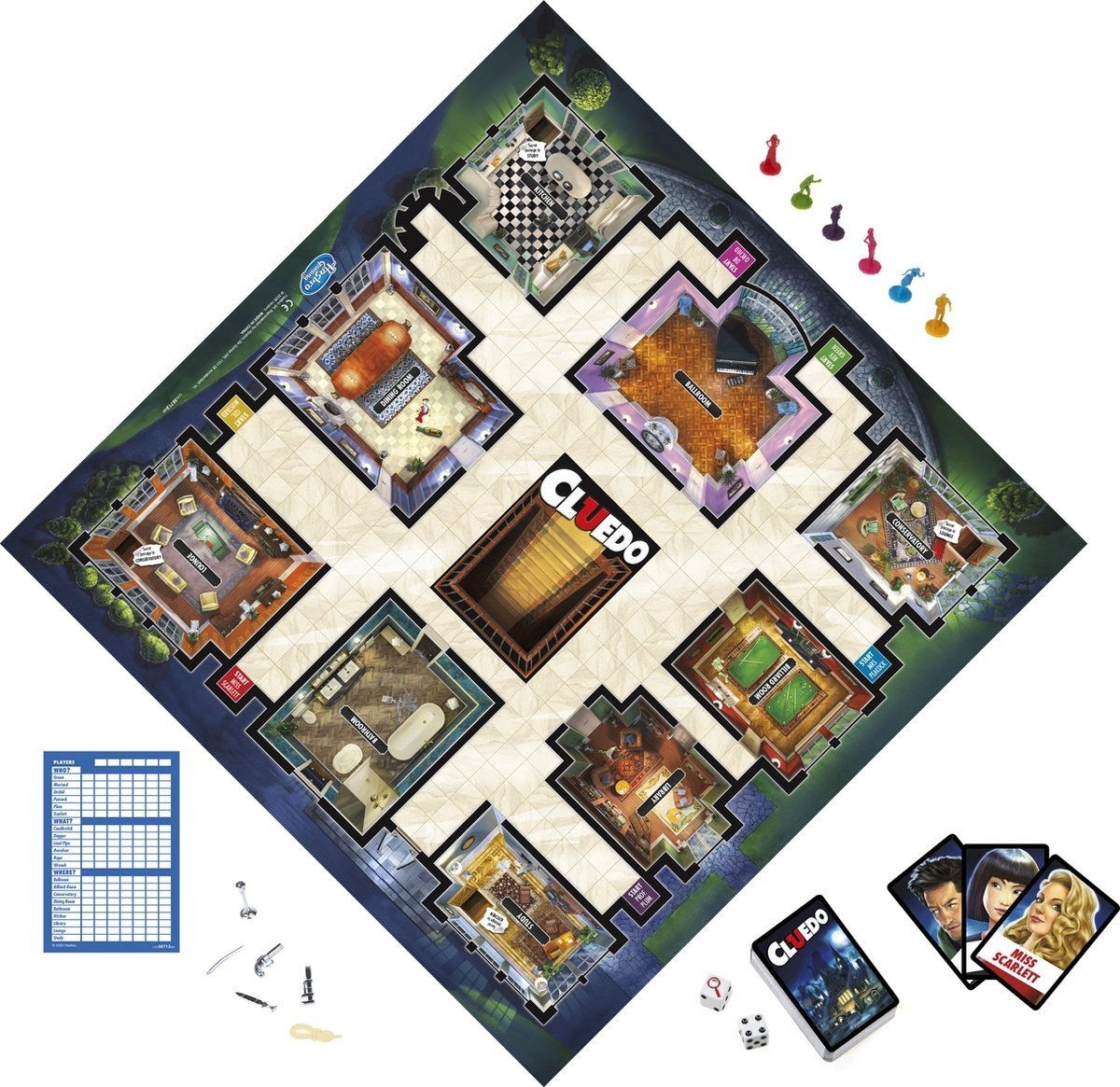 Bovenaanzicht bord Cluedo