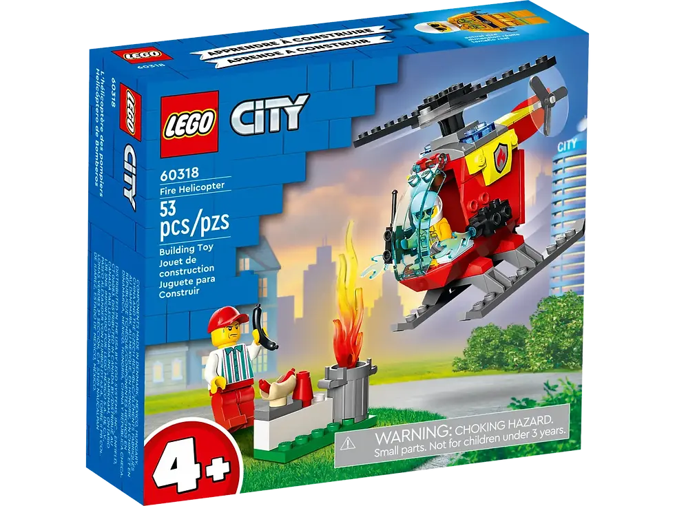 Thumbnail: LEGO City brandweerhelikopter 60318 is geschikt voor kinderen vanaf 4 jaar. 