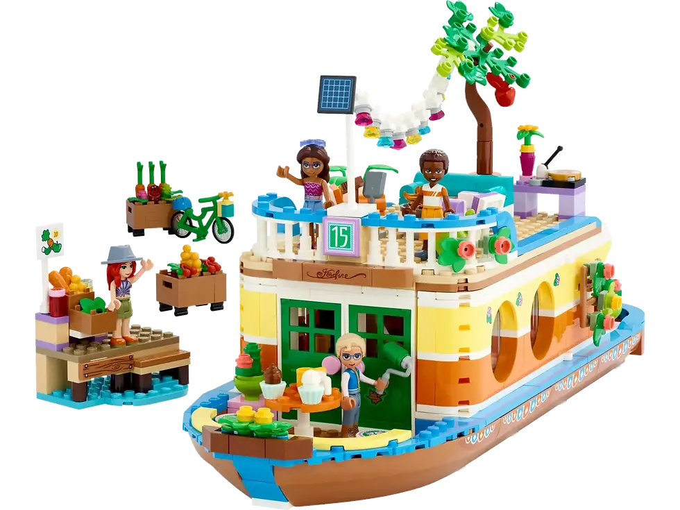 Thumbnail: LEGO Friends woonboot 41702, kader, fiets en meer