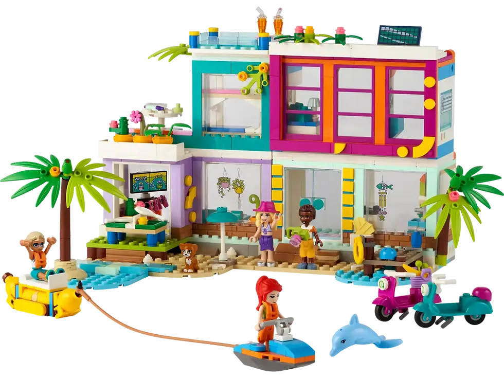 Thumbnail: Vier vakantie bij het LEGO Friends strandhuis 41709 speel met de waterscooter en meer 