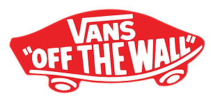 Vans 'Off the Wall' logo on red skateboard shape