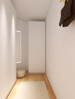 Schrankraum mit Blick in den Raum - Renderingaufnahme