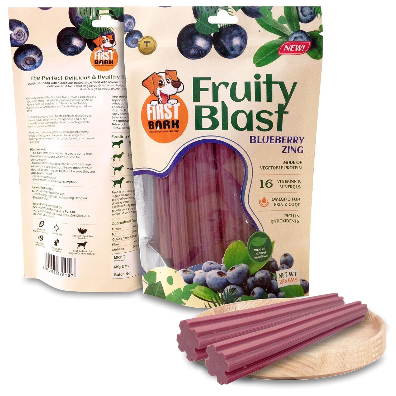 First Bark Fruity Blast - Blueberry Zing 225g