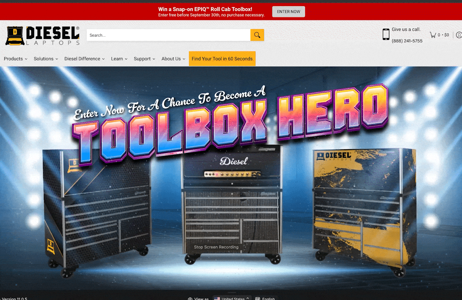 Diesel Laptops - Snap-on Toolbox Giveaway Landing Page