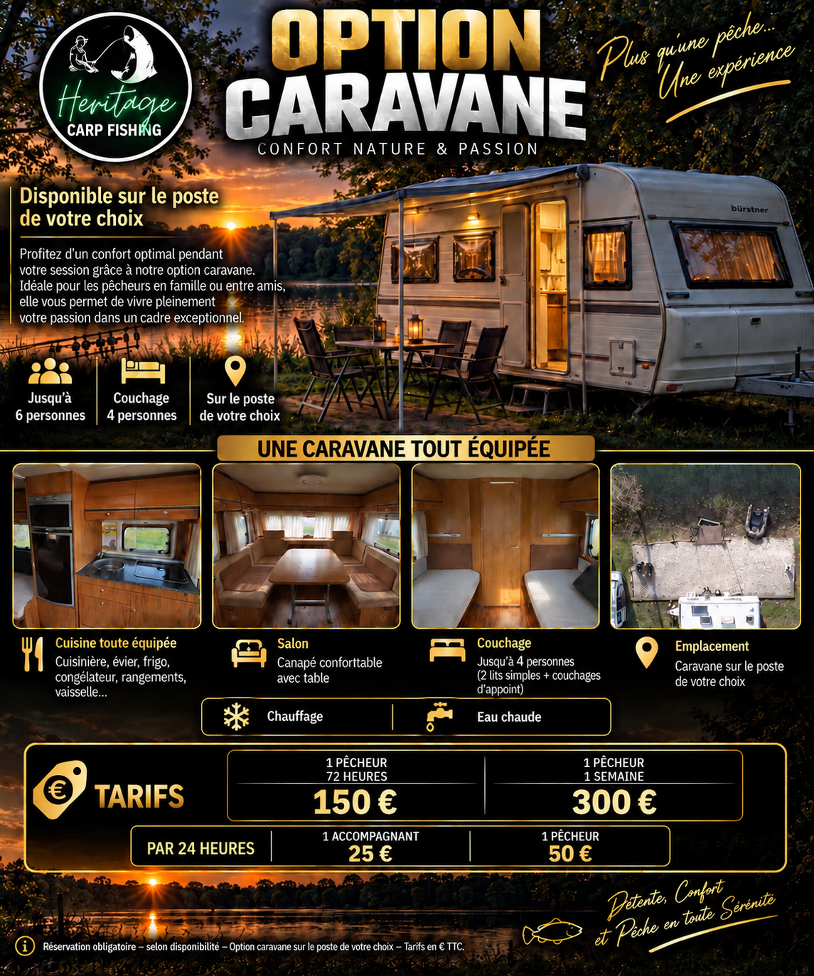 Tarifs de l'option caravane
