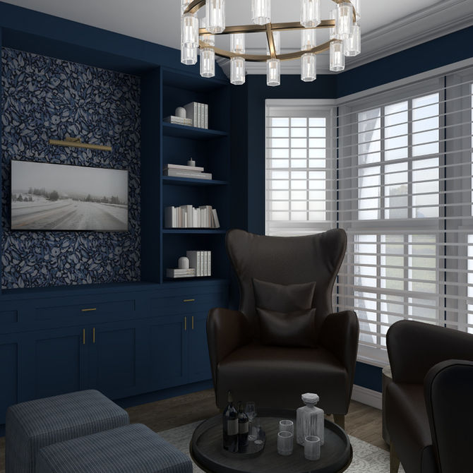navy blue sitting room