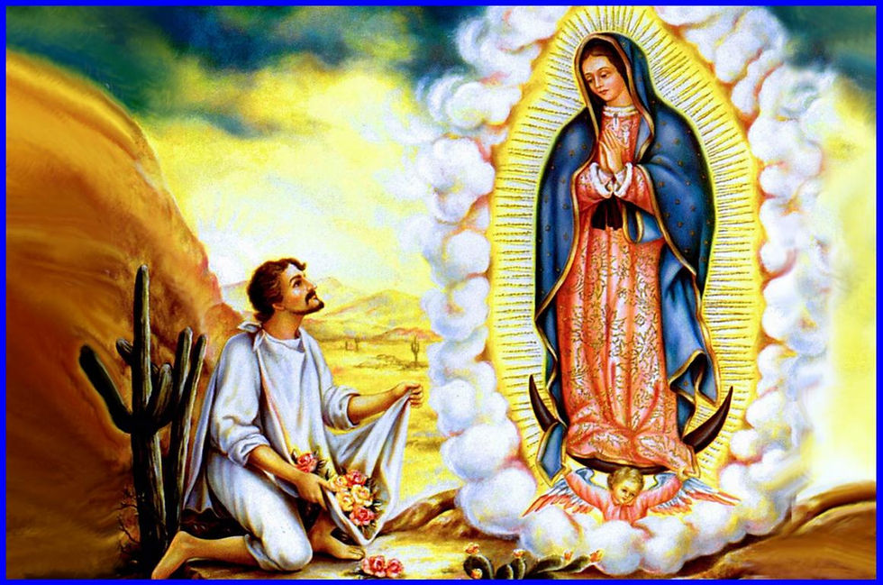 Juan Diego in Guadalupe während der Erscheinung Unseren Lieben Frau