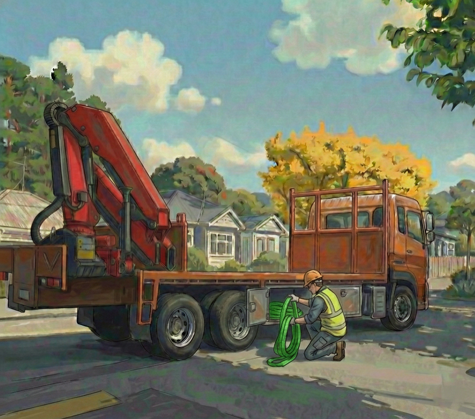 Hiab Operator - puts the slings away