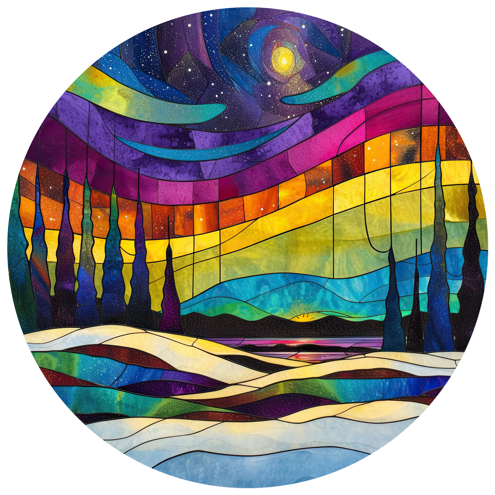 Glass Ornament design Northern Lights Z round