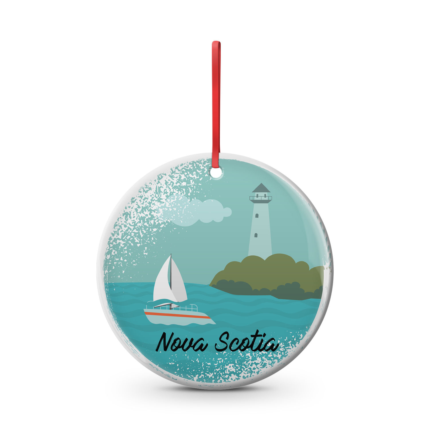 Nova Scotia Lighthouse Ocean Boat Cartoon