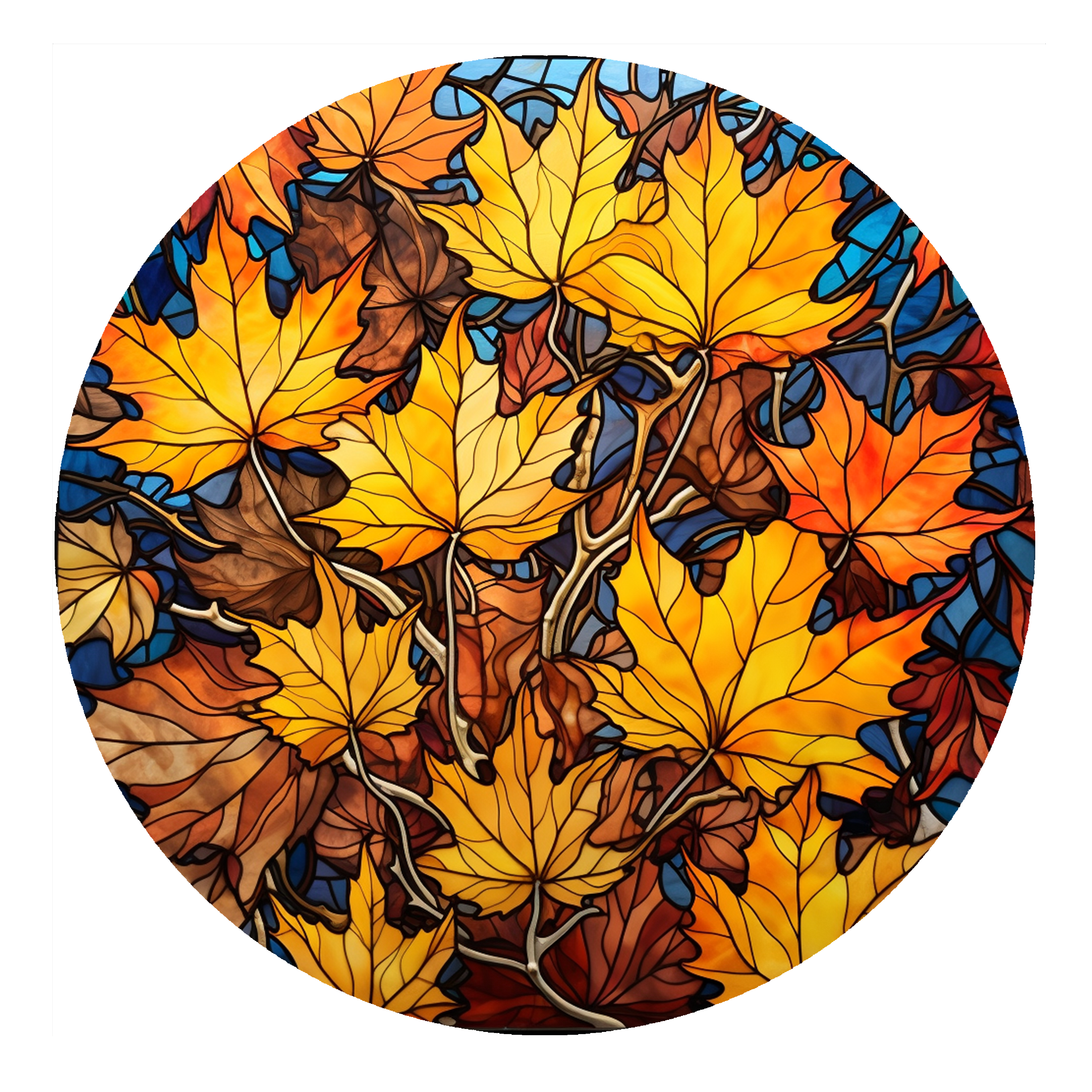 Glass Ornament design Autumn Leaves Round