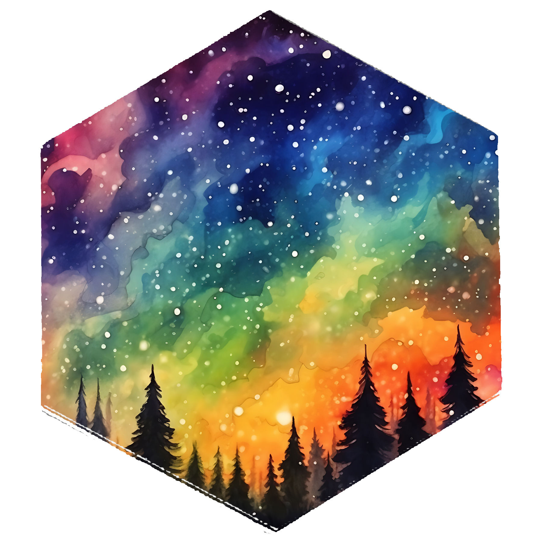 Glass Ornament design Rainbow northern lights Hexagon