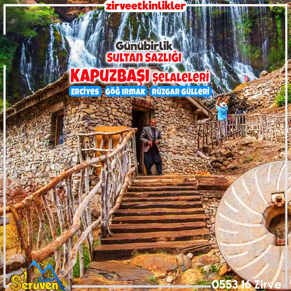 Küçük resim: Kayseri Yeşilköy Şelalesi , Erciyes,Zamantı ırmağı,Aladağlar milli parkı,Rüzgar gülleri,Göğ ırmak,Kapuzbaşı şelalelsi 