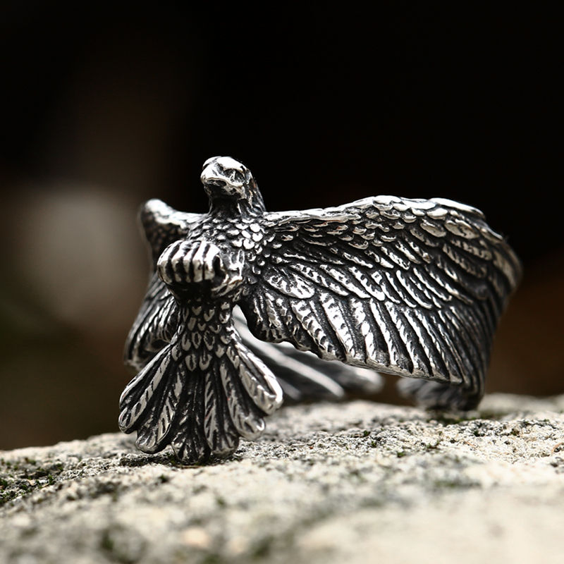 Thumbnail: Beier 2022 New 316L Stainless Steel High Quality Flying Eagle Birds Men Ring Dom