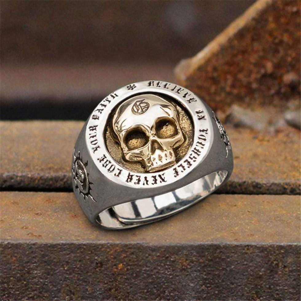 Miniature : Classic Minimalist Vintage Skull Punk Rock Hip Hop Trend Men's Ring Boys Birthda