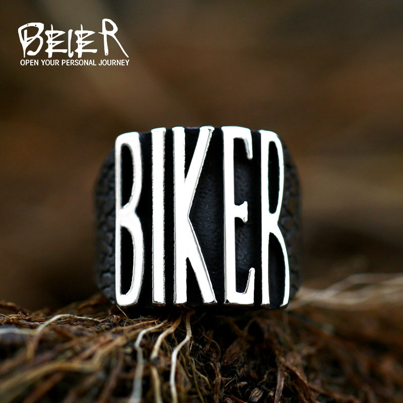 Miniature : Beier New Design Stainless Steel 316L Punk Rock American Biker Fashion Letter Ri