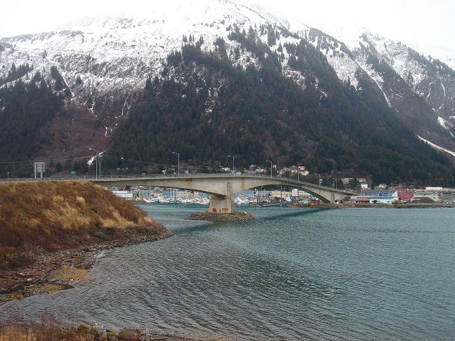 Bridge crossing Gastineau Channel, connecting Juneau, Alaska with Douglas Island