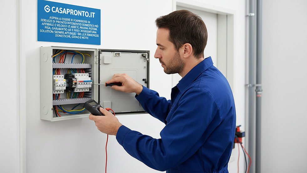 Eye-level view of electrician fixing a fuse box