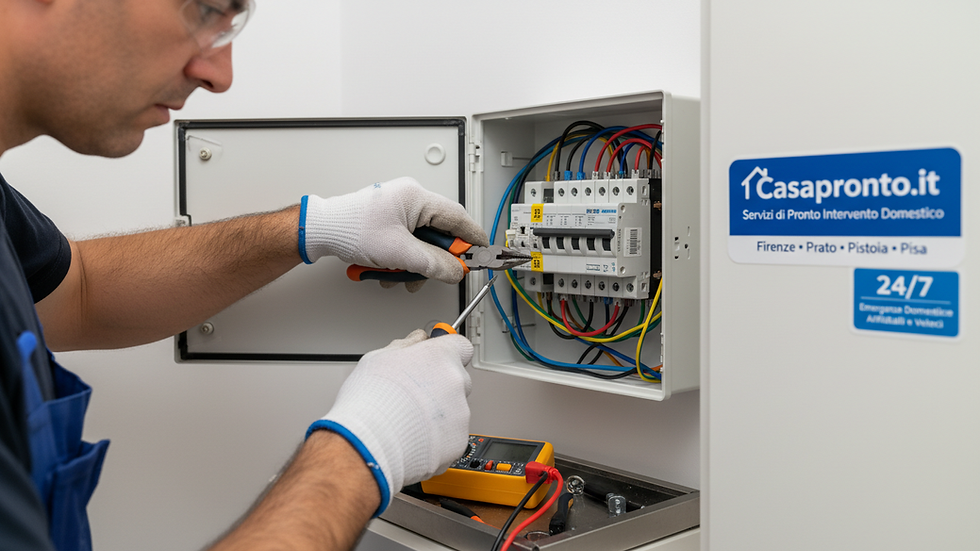 Close-up view of an electrician repairing a fuse box in a residential home