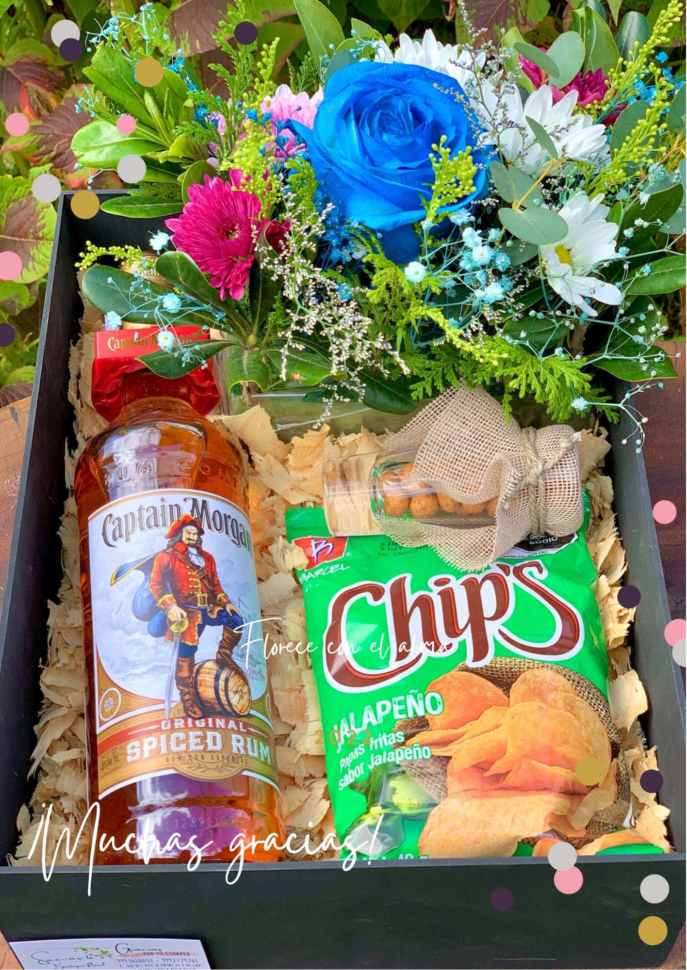 Box de Capitan Morgan y Flores 