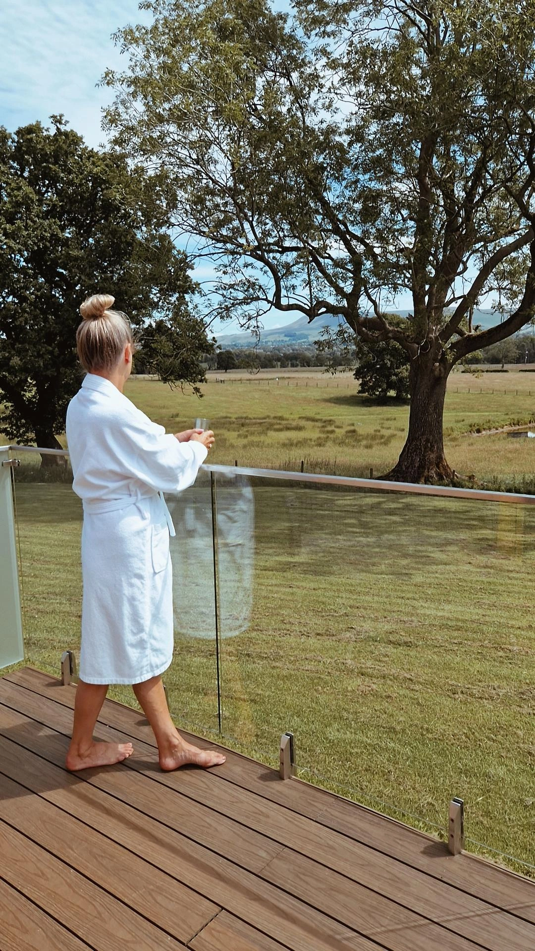 Rue lodge features private decking with countryside views. Lodges near Clitheroe, Ribble Valley