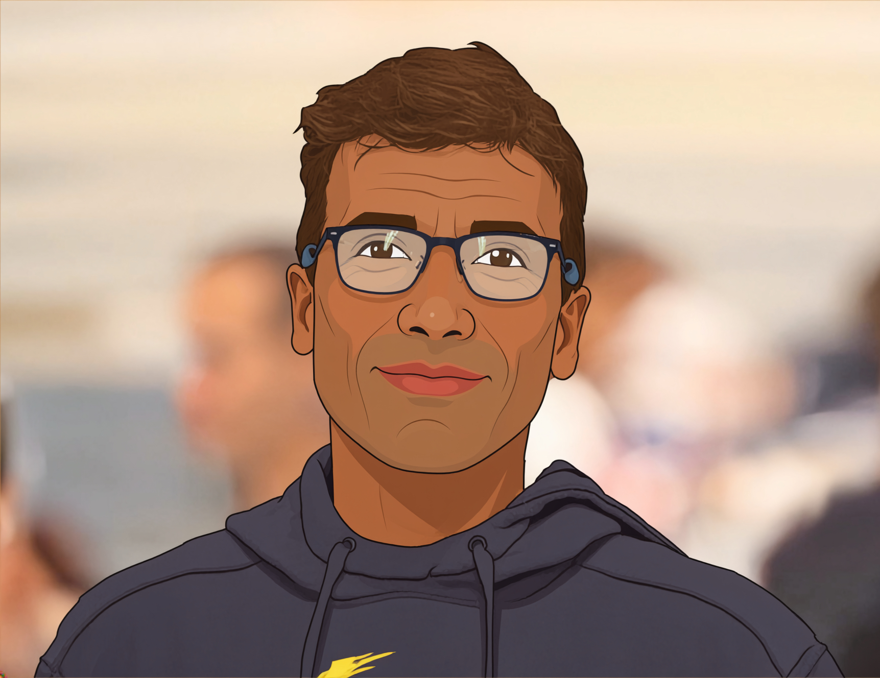 Firefly_an illustration of a brown man in early 40s with straight but cropped hair and aca