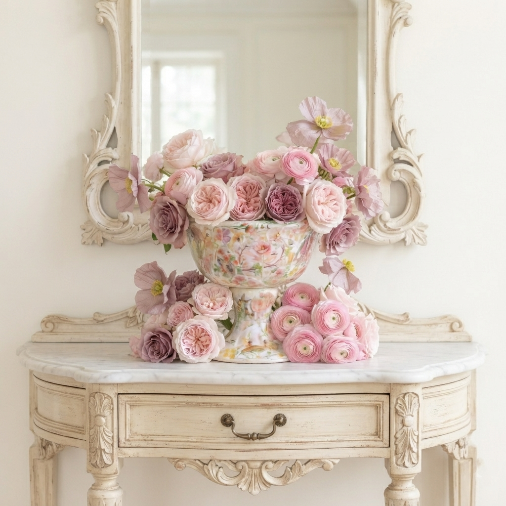 The Story Book Garden Collection - hand painted decoupage flower compote vases
