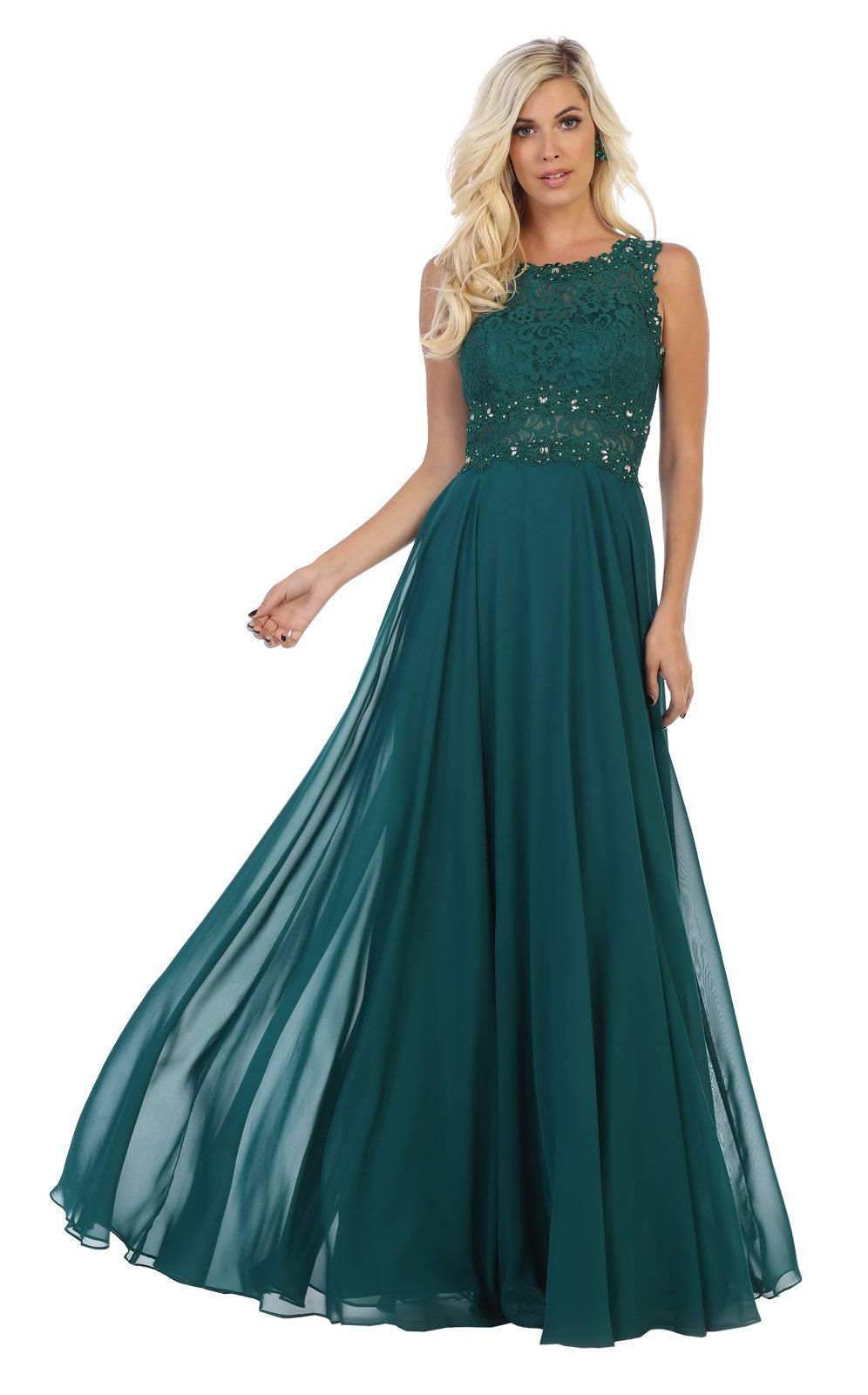 Vestido verde encaje en top