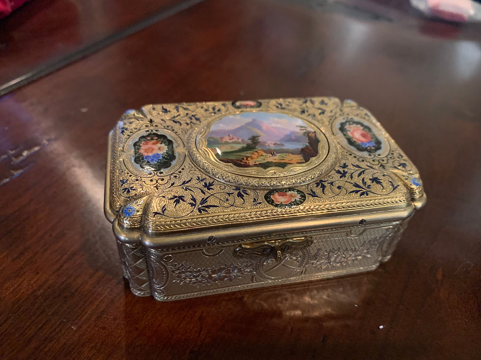 Chas Bruguier Silver-Gilt + Enamel Bird Box