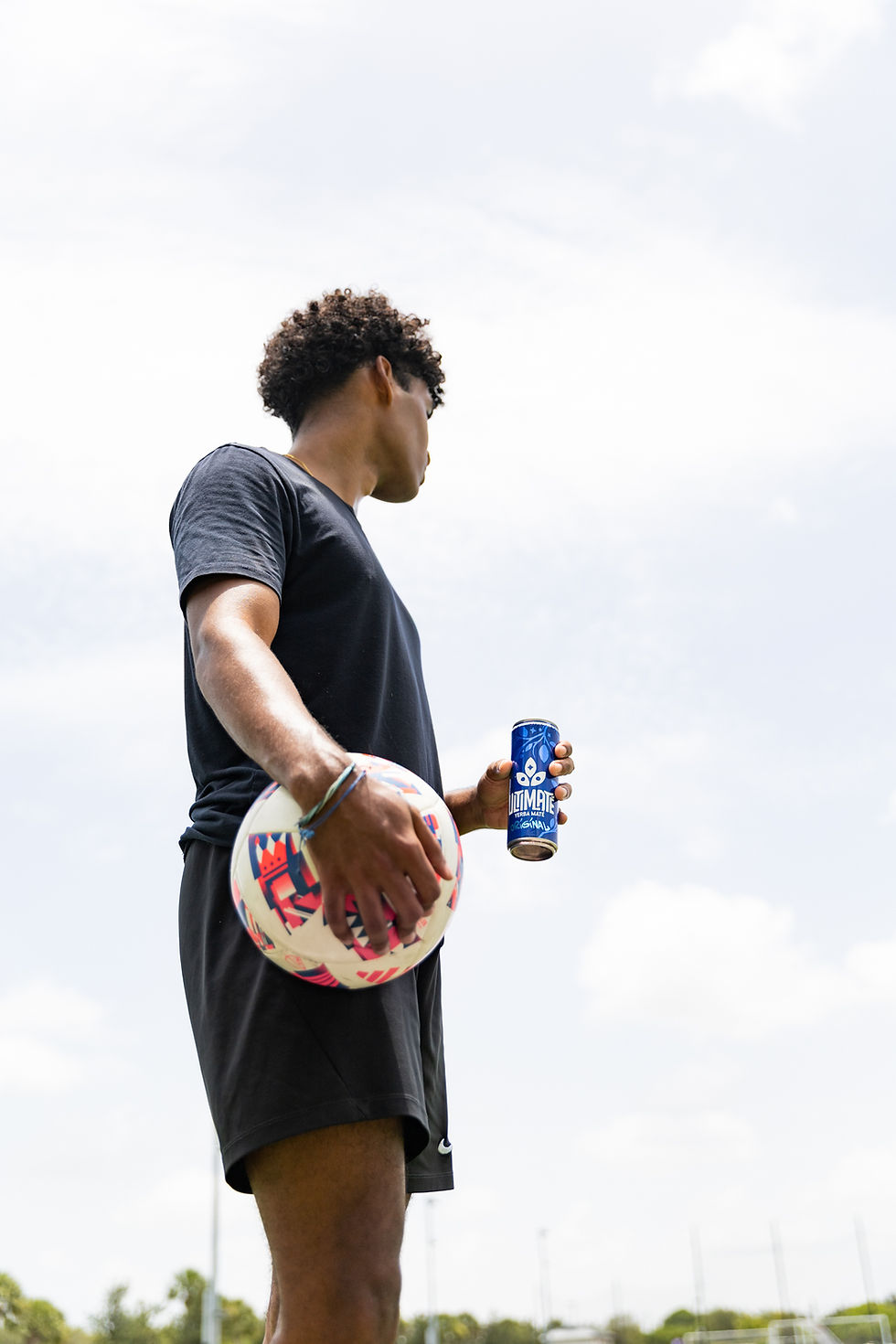 Soccer player drinking Yerba Mate ULTIMATÉ