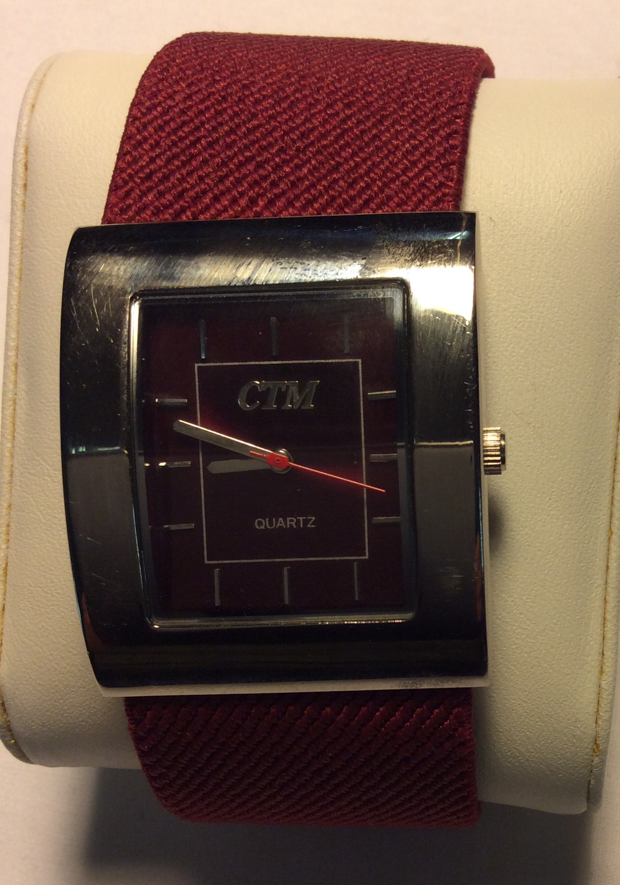 CTM watch - square burgundy face