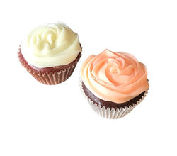 Cupcakes - Chocolate with Pink Icing x11, Red Velvet with White Icing x14